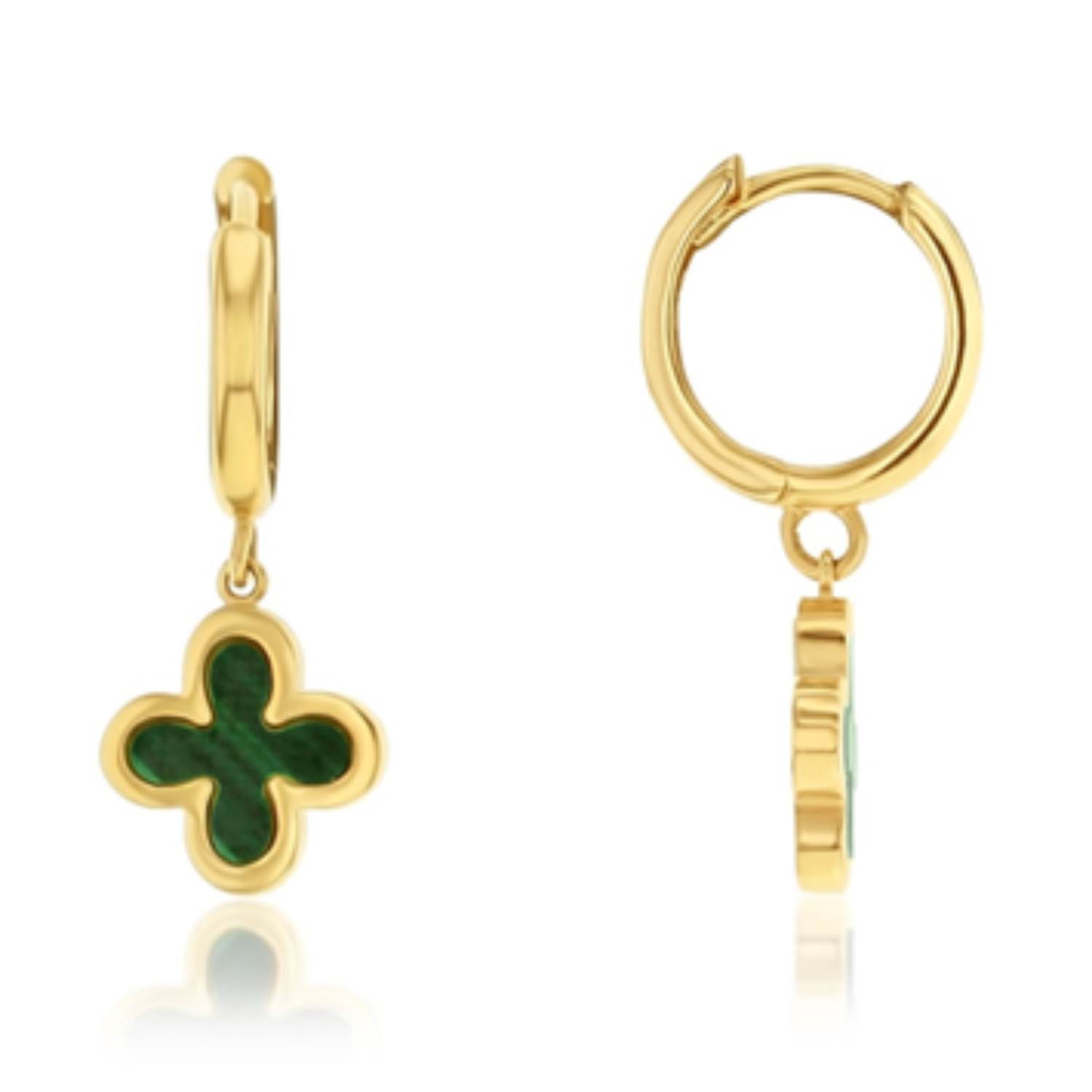 9YG Malachite Huggie Earrings