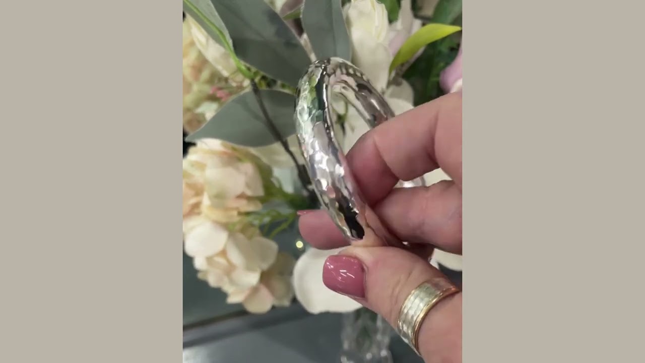Sterling Silver Oval Beaten Bangle