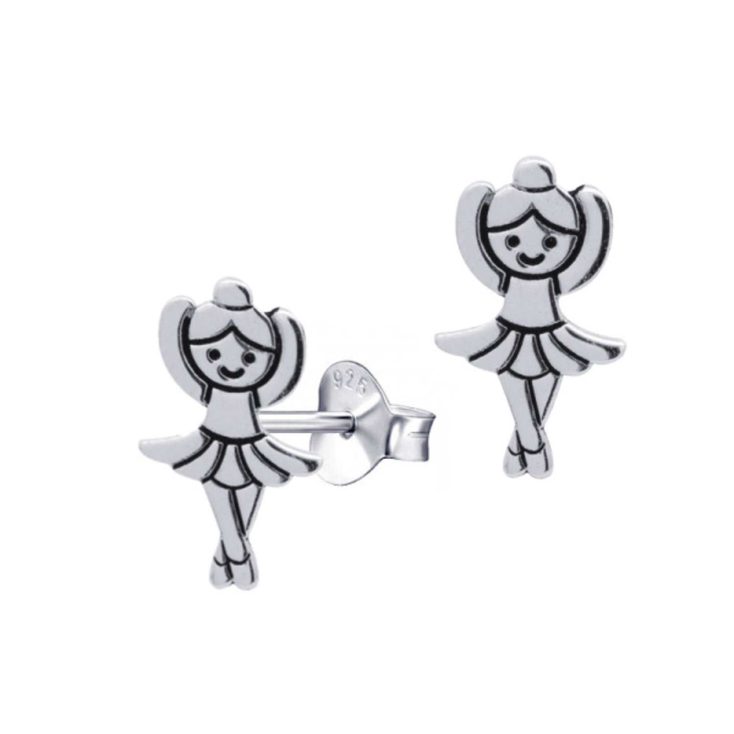 Sterling Silver Ballerina Stud Earrings