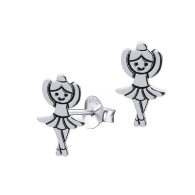 Sterling Silver Ballerina Stud Earrings