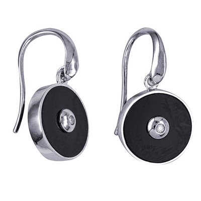 Sterling Silver Onyx & Diamond Drop Earrings