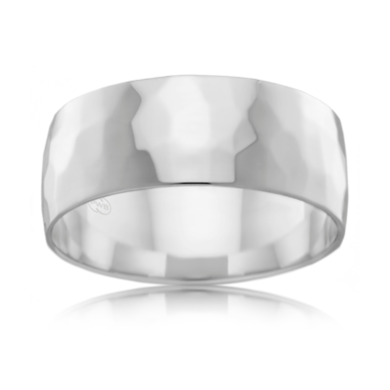 Sterling Silver Wide Hammered Finish Ring