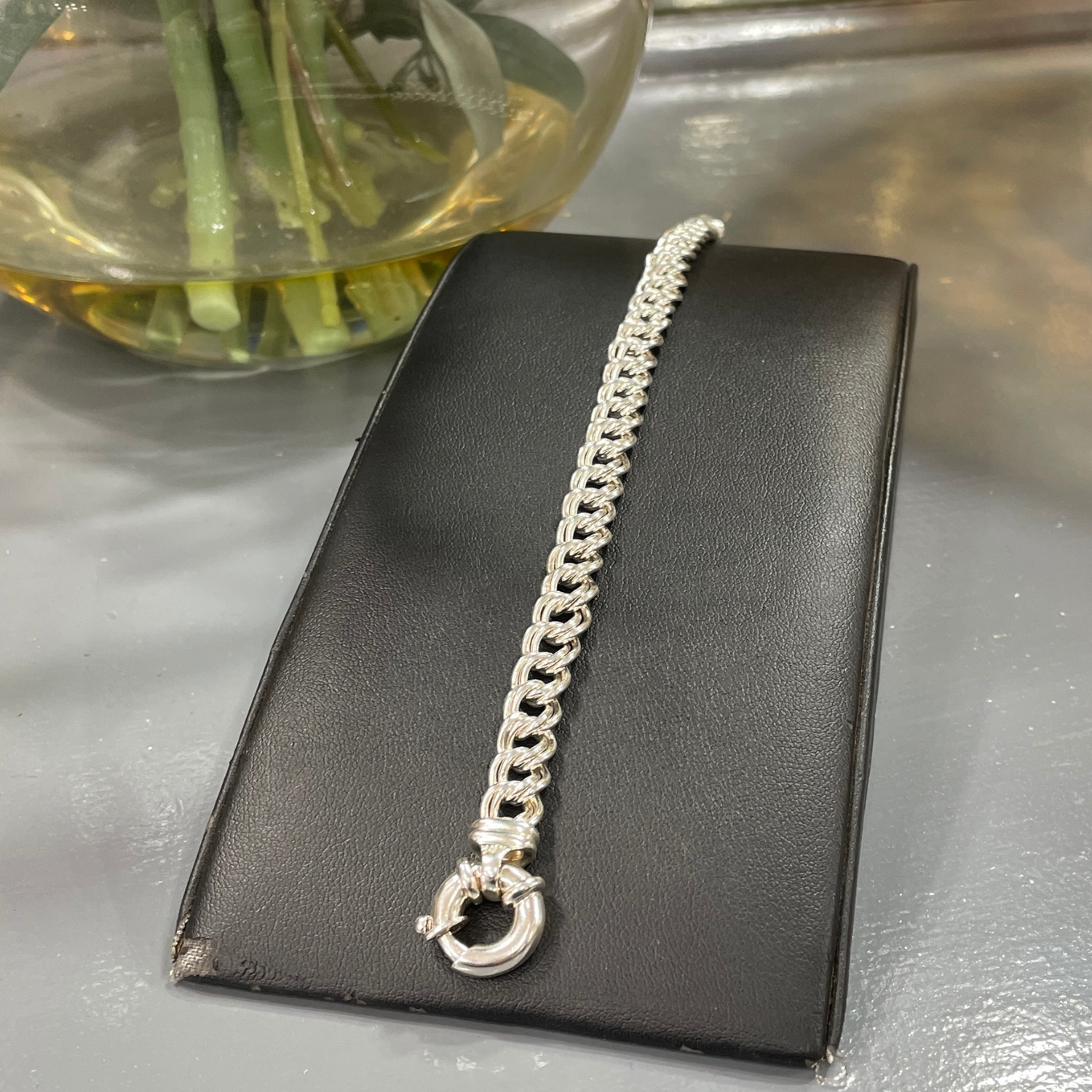 Sterling Silver Open Link Double Curb Bracelet