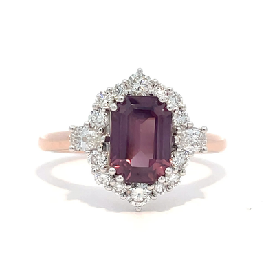 9ct Rose Gold Purple Spinel & Diamond Ring