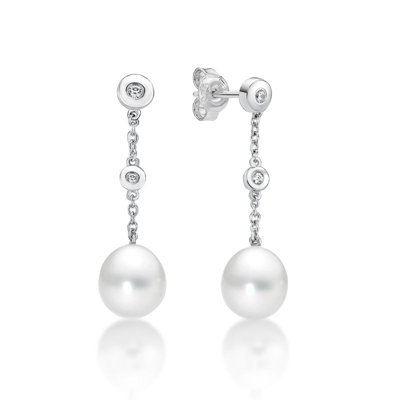 Sterling Silver FWP & CZ Drop Stud Earrings