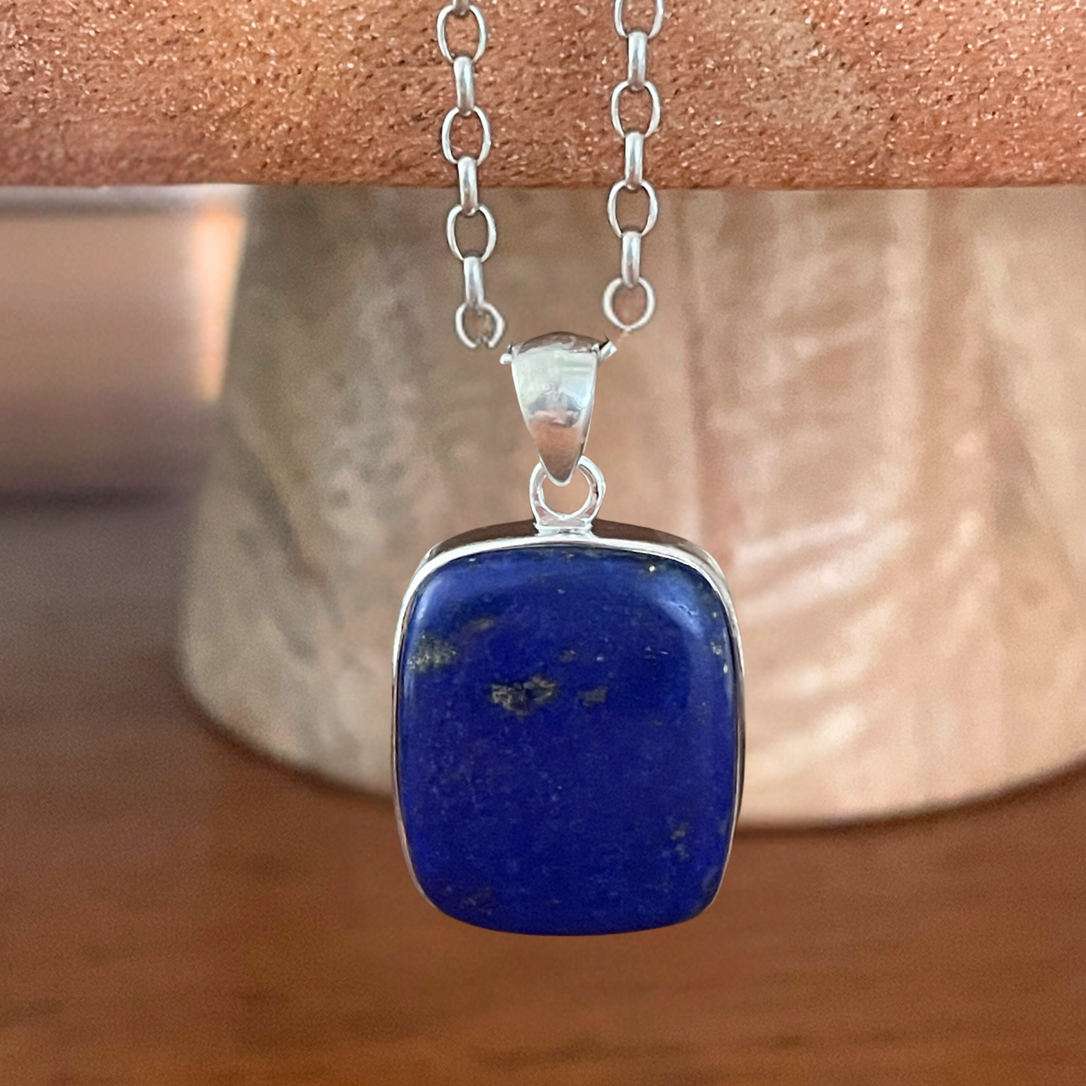 Sterling Silver Large Lapis Pendant