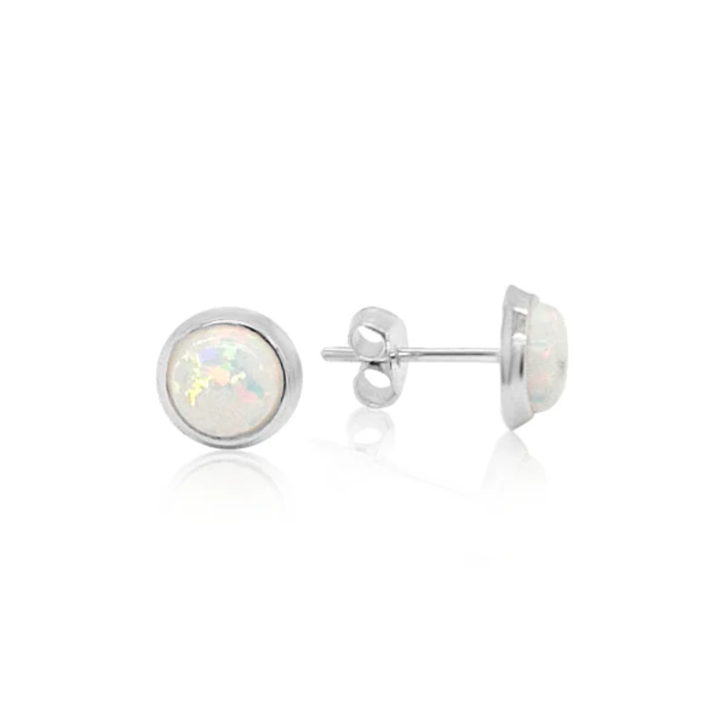 Sterling Silver Opal Stud Earrings