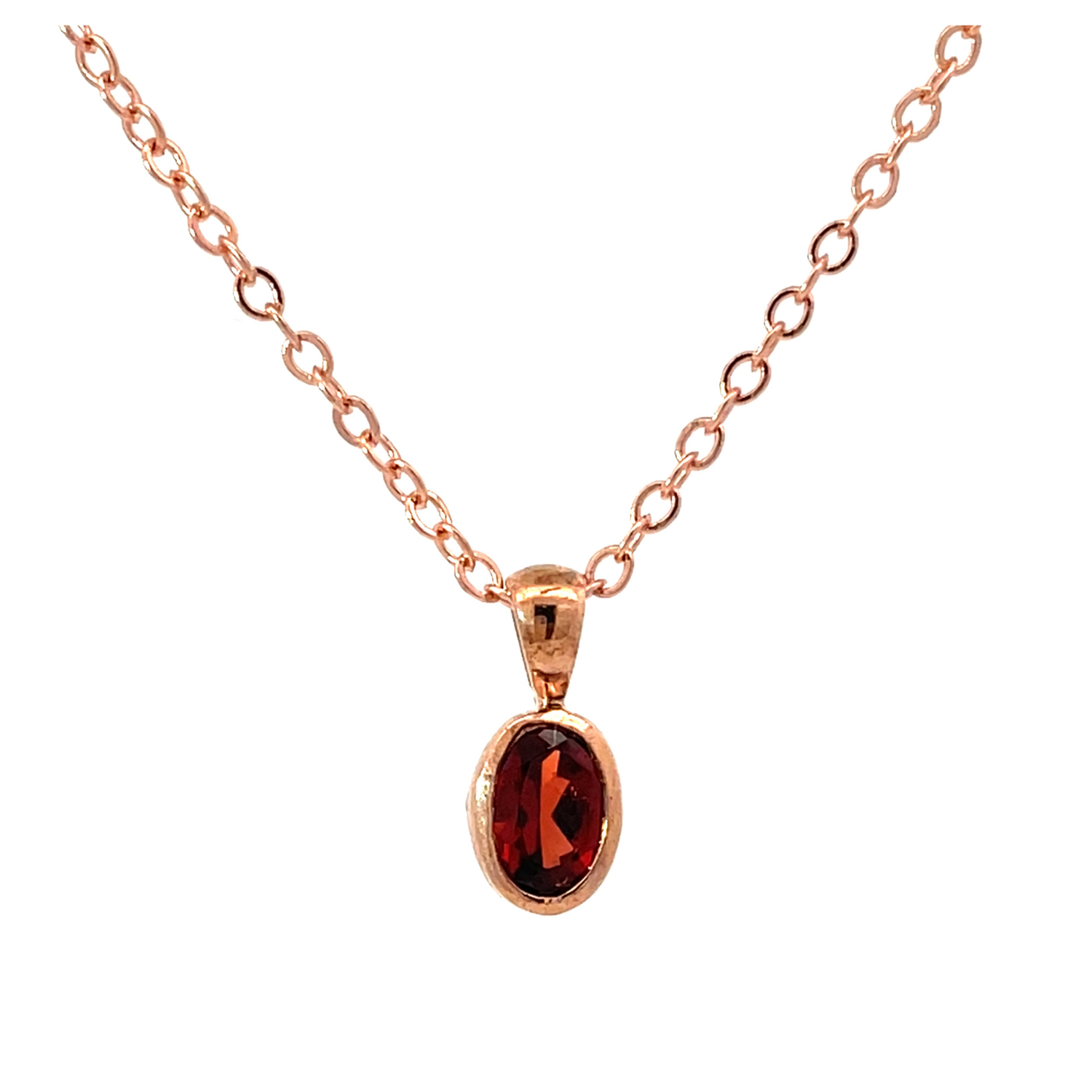9ct Rose Gold Oval Garnet Pendant