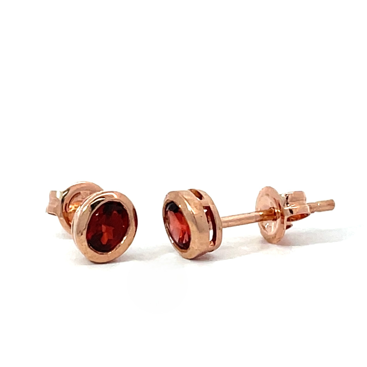 9ct Rose Gold Garnet Stud Earrings
