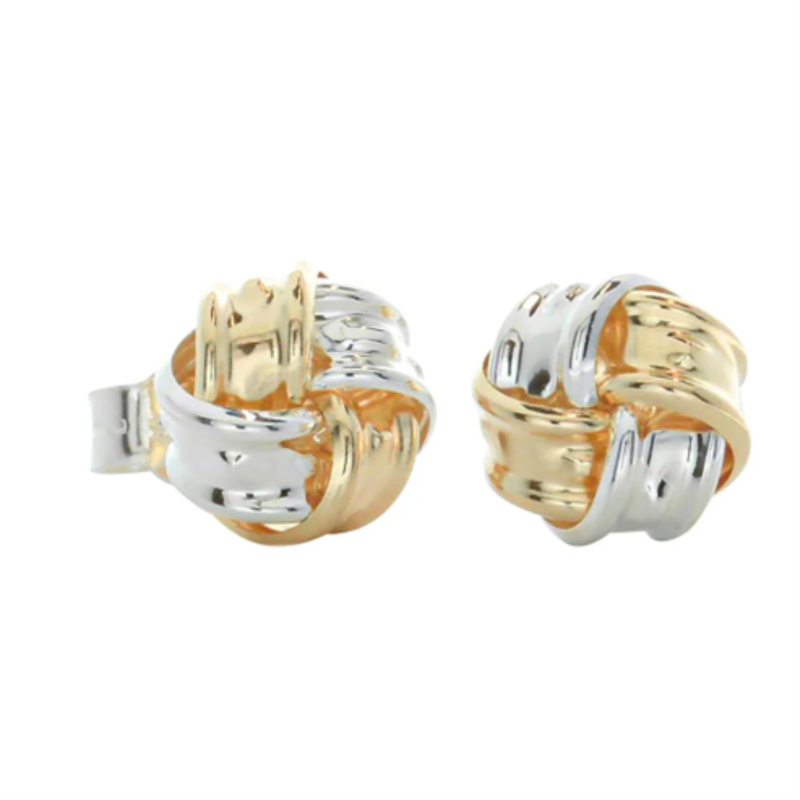 9YG Sterling Silver Knot Stud Earrings