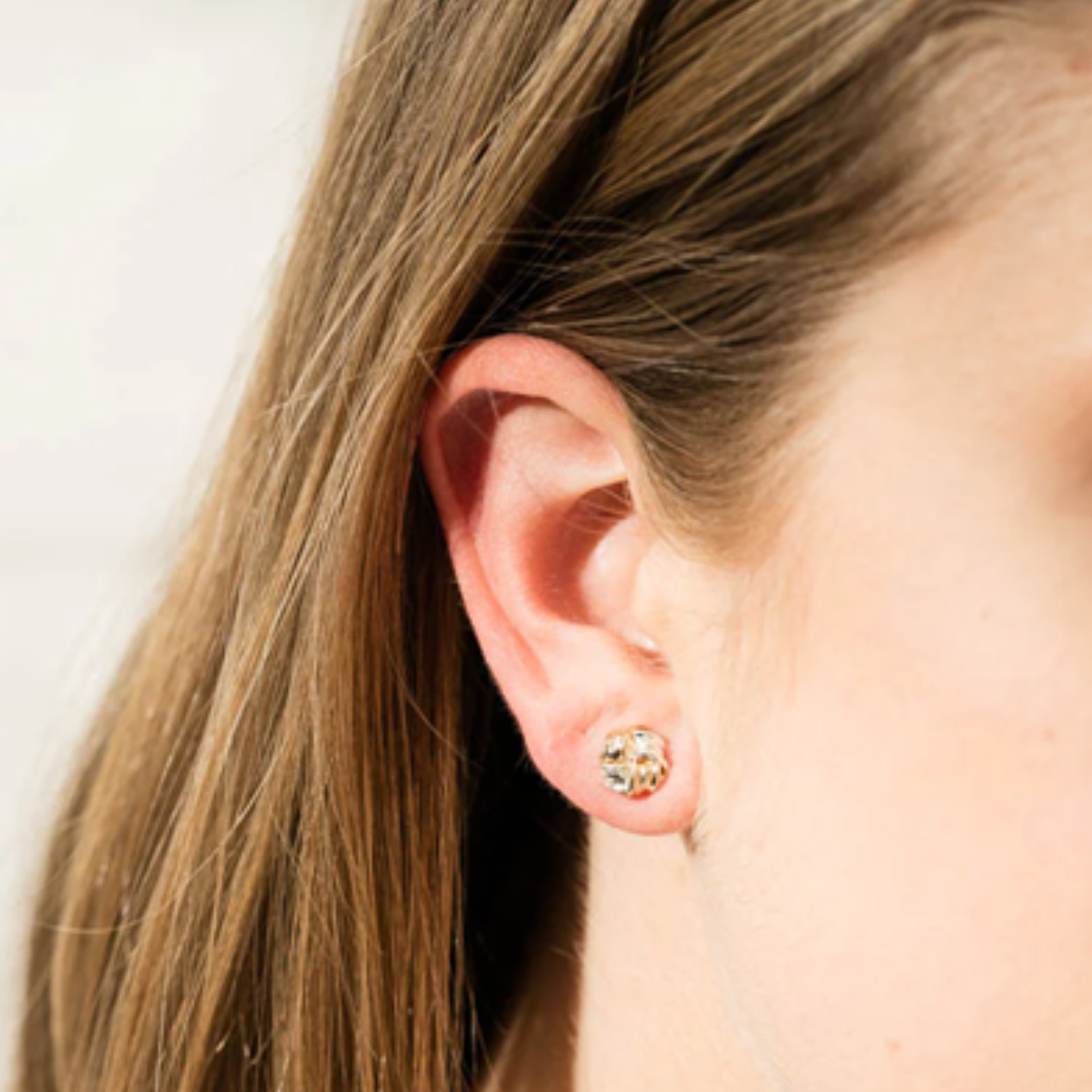 9YG Sterling Silver Knot Stud Earrings