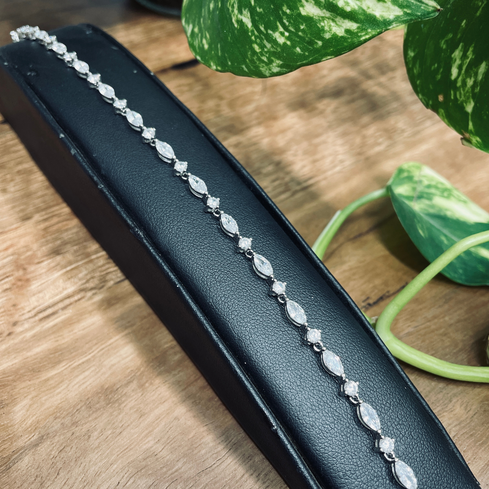 Sterling Silver CZ Gate Tennis Bracelet