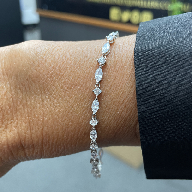 Sterling Silver CZ Gate Tennis Bracelet