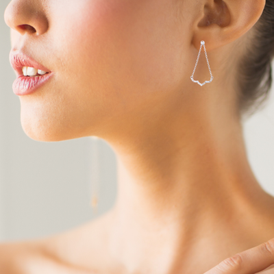 18ct White Gold Diamond Chain Swing Earrings