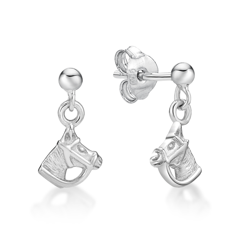 Sterling Silver Horse Head Drop Studs
