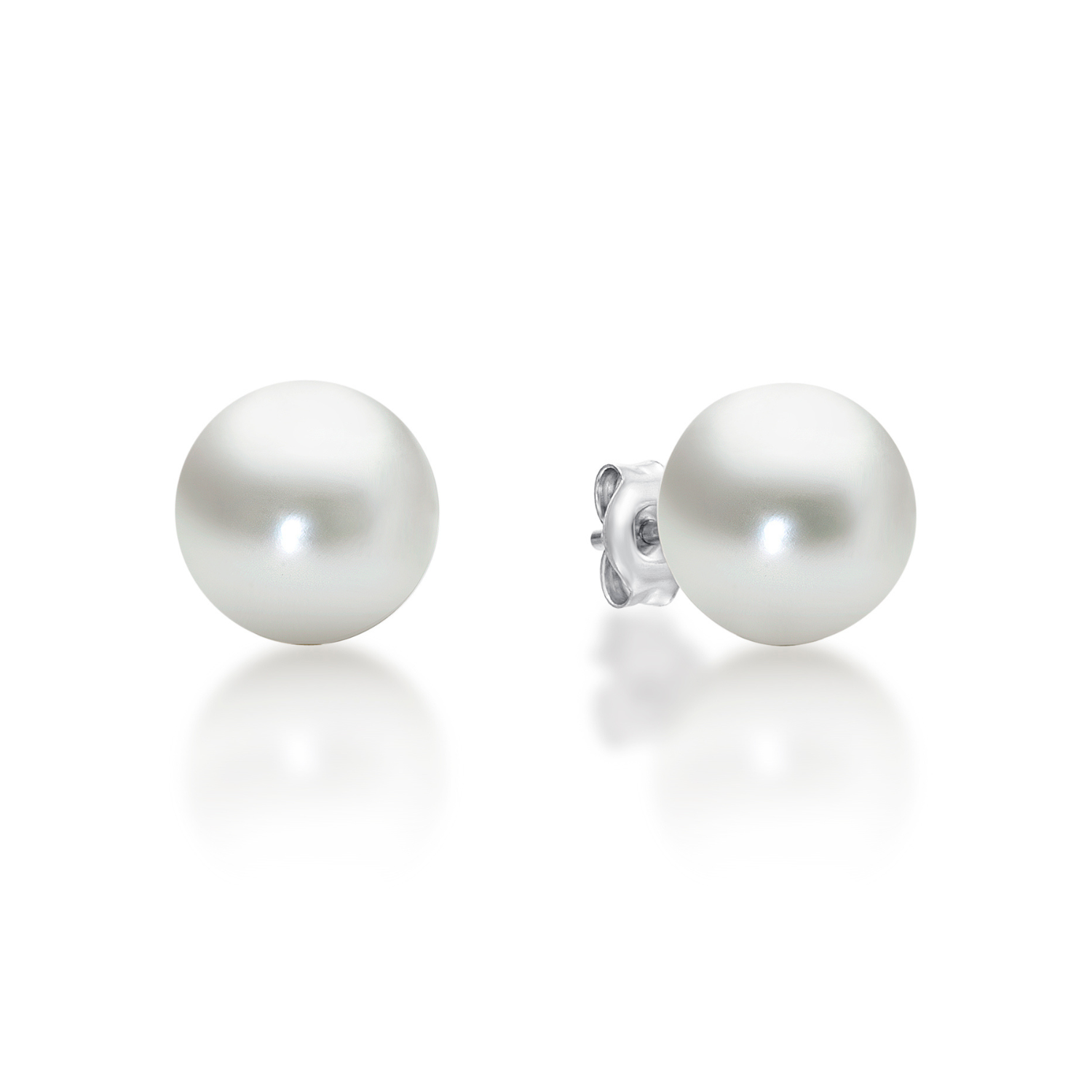 Sterling Silver Pearl Button Stud Earrings (7 - 7.5mm)