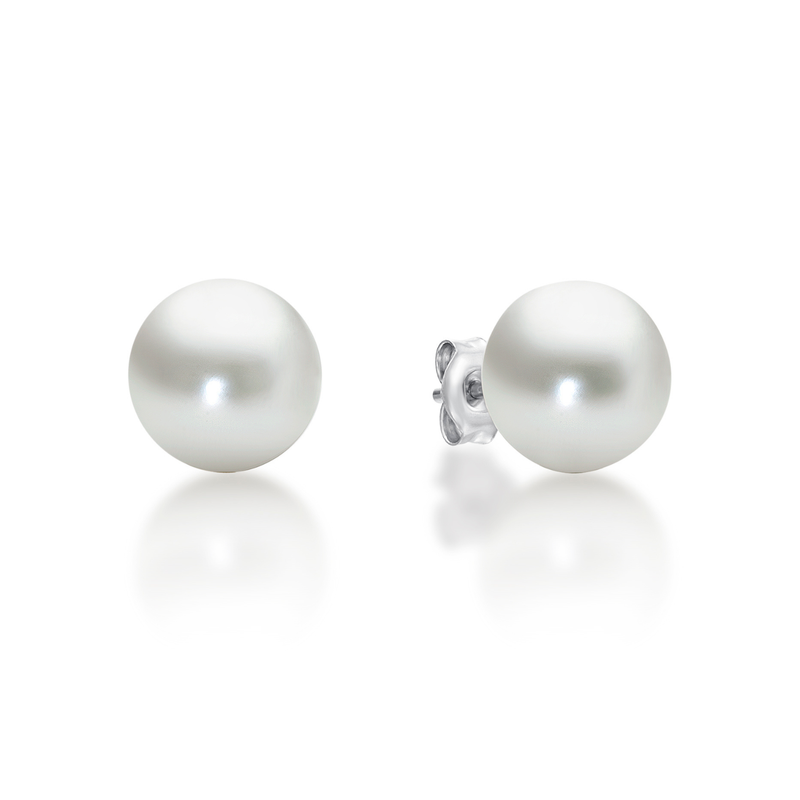 Sterling Silver Pearl Button Stud Earrings (7 - 7.5mm)
