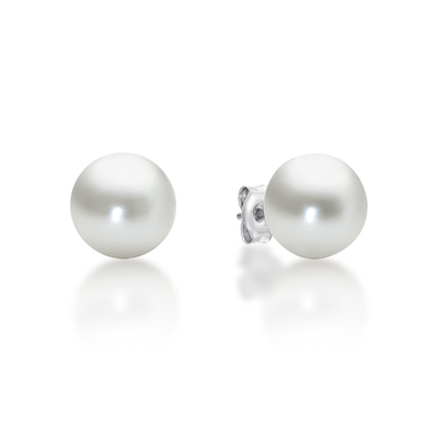 Sterling Silver Pearl Button Stud Earrings (7 - 7.5mm)