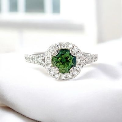 Platinum Australian Parti Sapphire & Diamond Ring