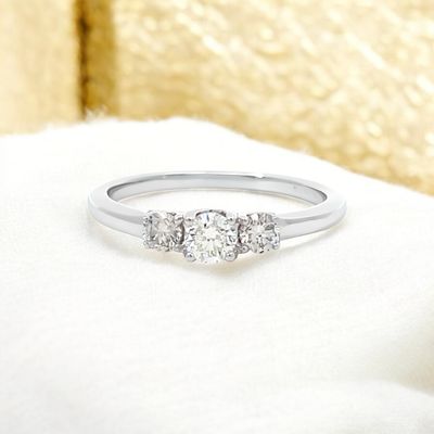 9ct White Gold Diamond Trilogy Ring