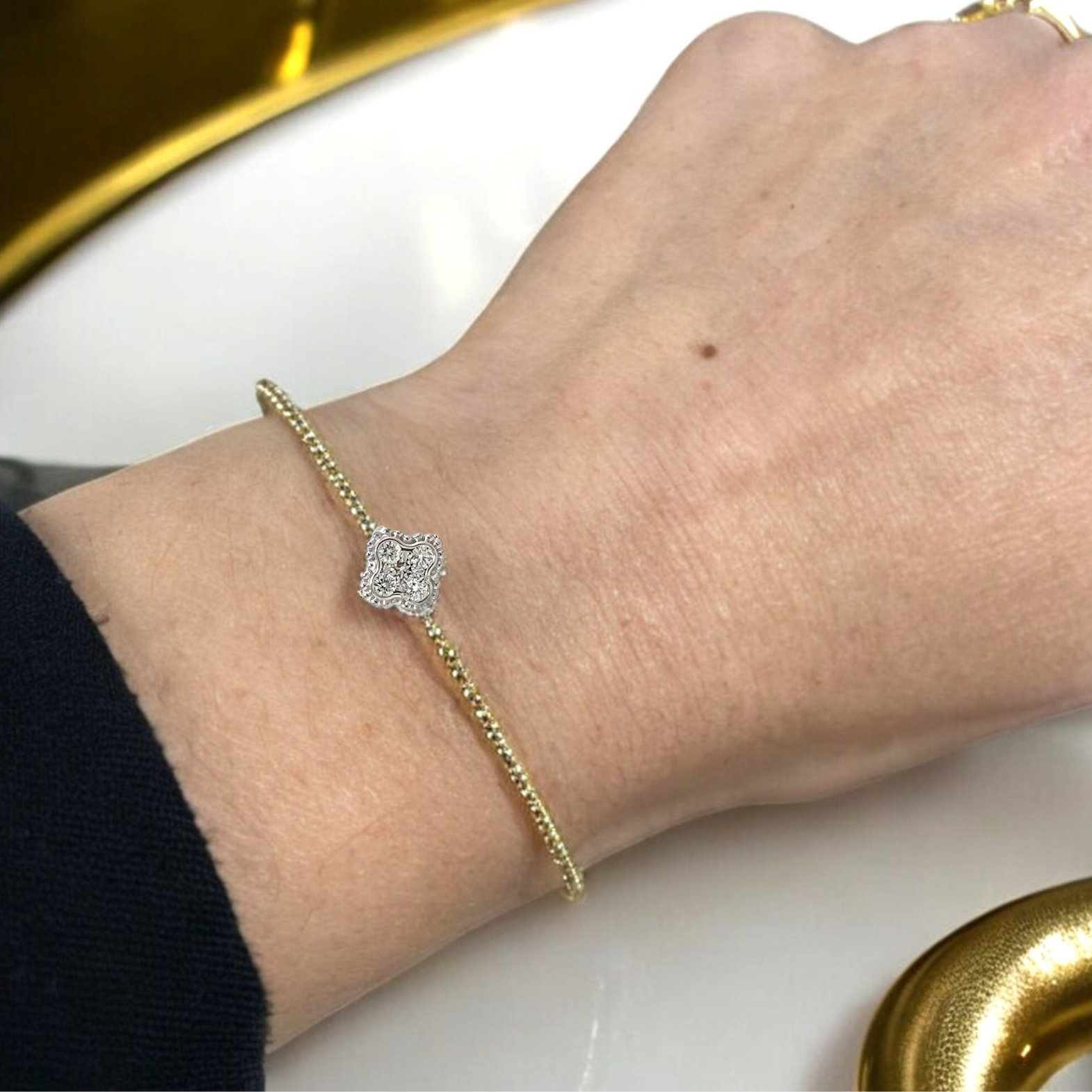 14k Y/W Diamond Set Flexi  Bracelet.