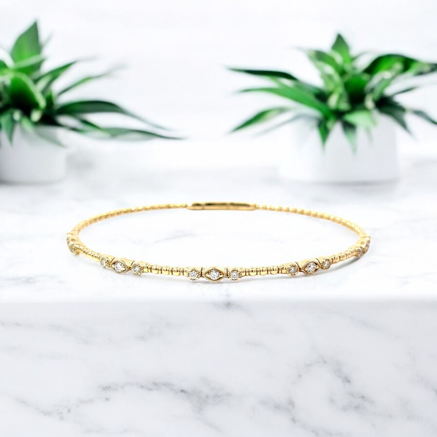 14k Yellow Gold & Diamond Set Flexi  Bracelet.