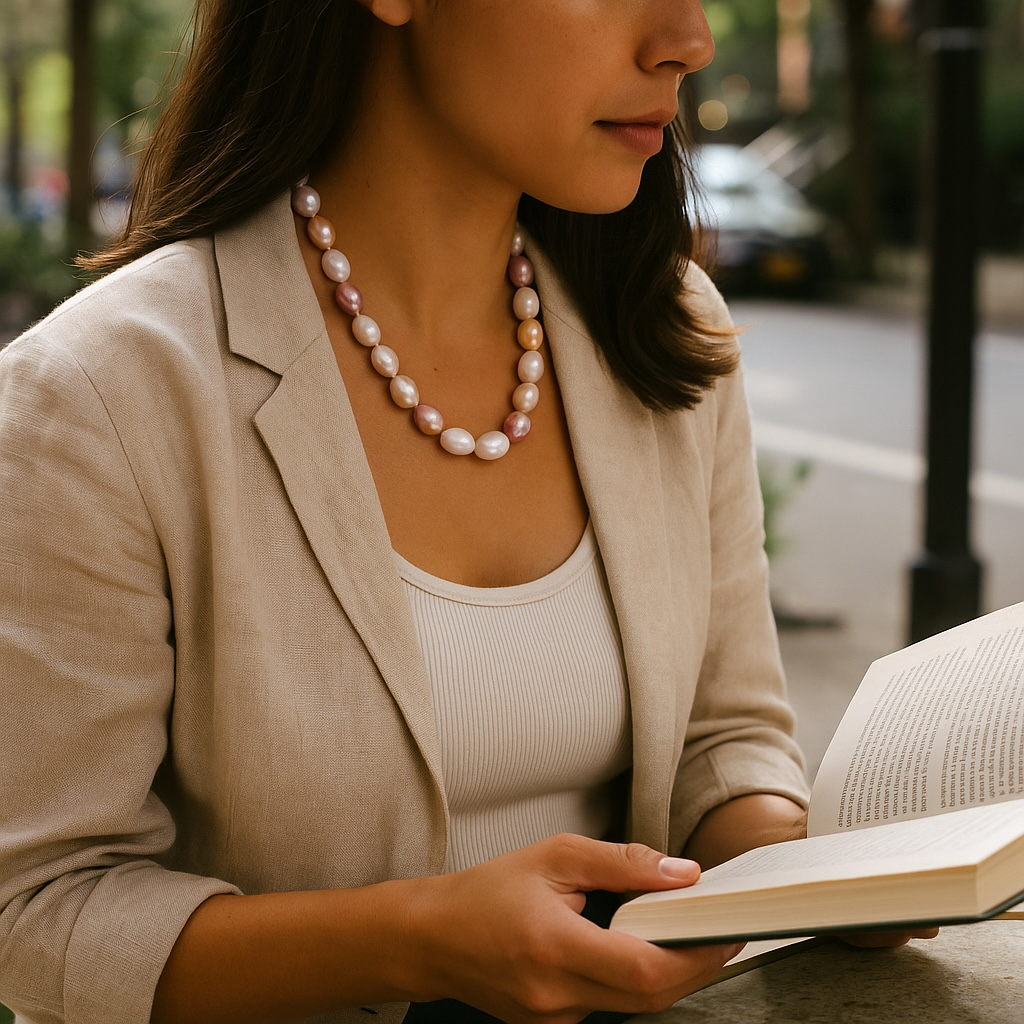 10.5-14mm Multi Coloured Semi Baroque Pearl Necklace