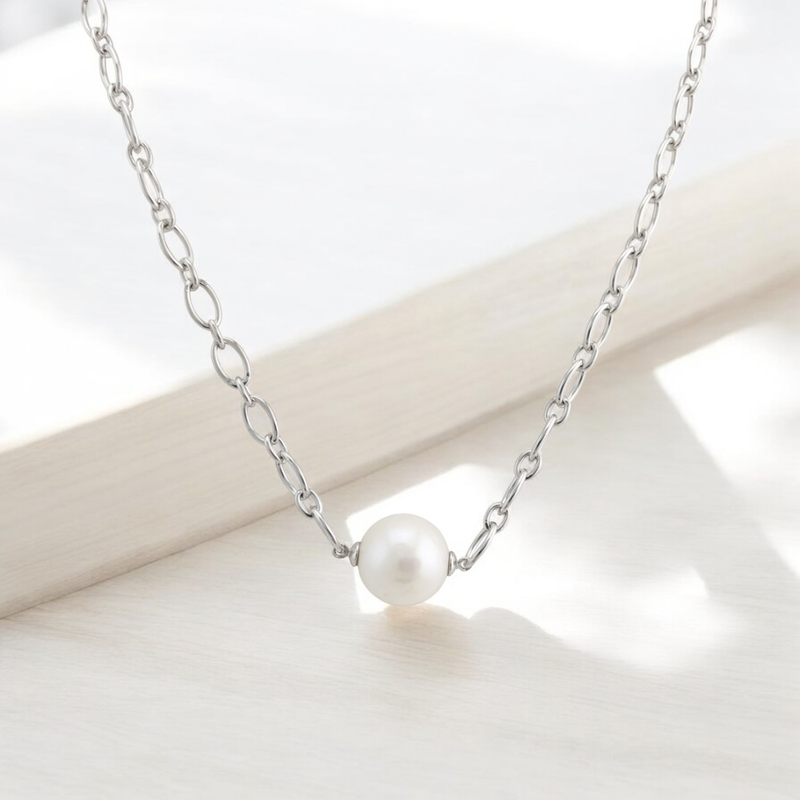 Freshwater Pearl Floating Pendant & Sterling Chain