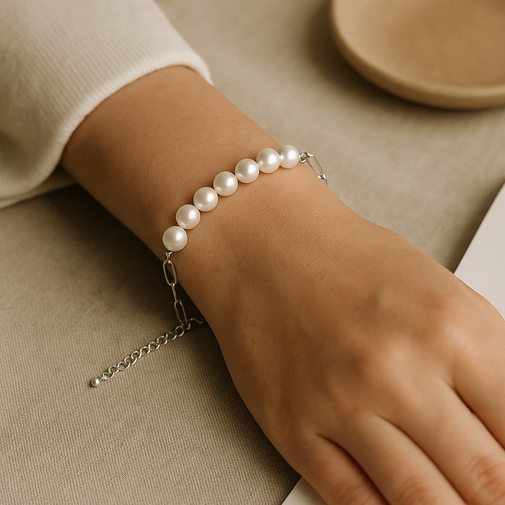 Freshwater Baroque Pearl and Paper Link Bracelets