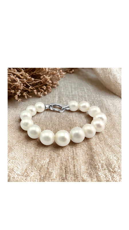 Sterling Silver White Edison FWP Bracelet 11-13mm