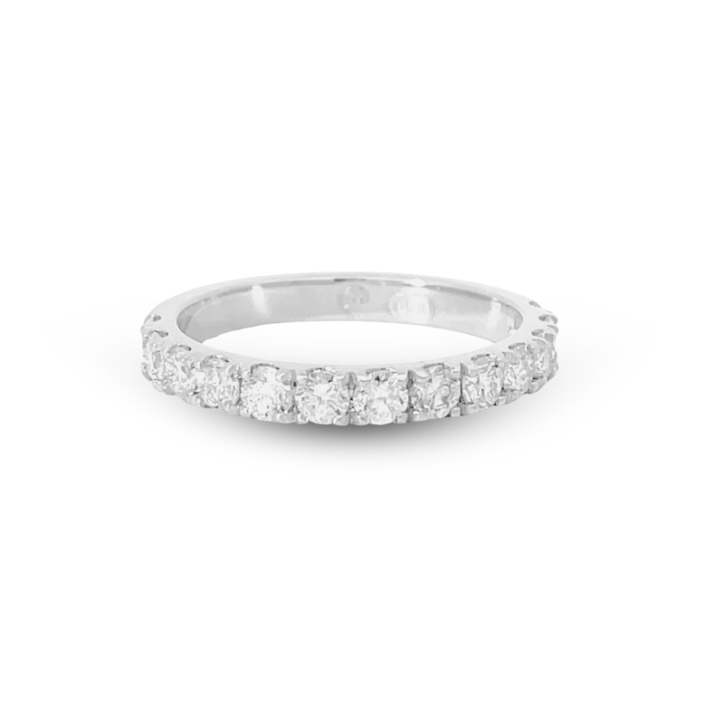 18W LAB Diamond Scallop Claw Set Wedding Ring (15= 0.45ct )