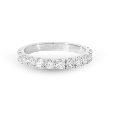 18W Diamond Scallop Claw Set Wedding Ring (15= 0.45ct ) 3pts