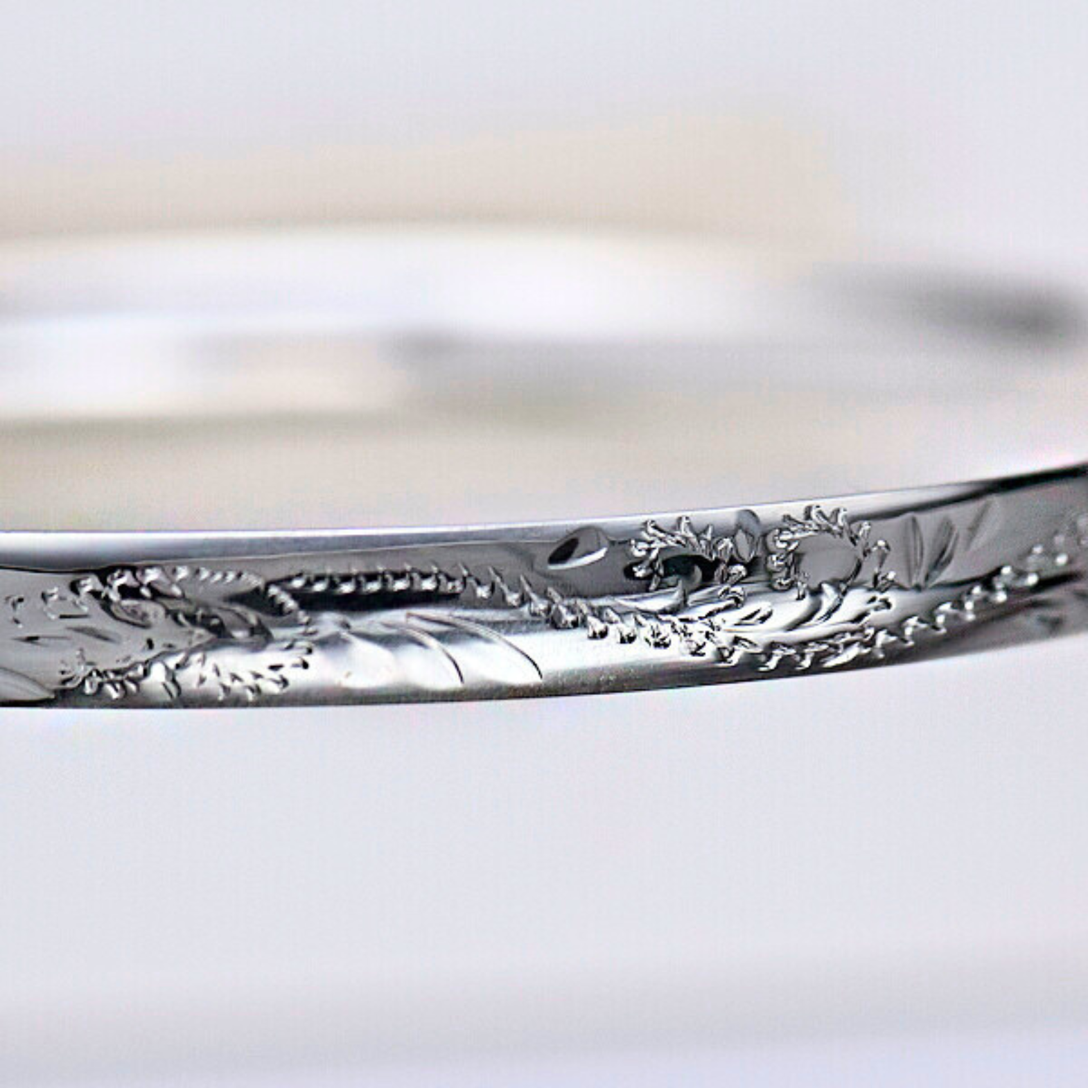 Sterling Silver Solid Round Engraved Bangle