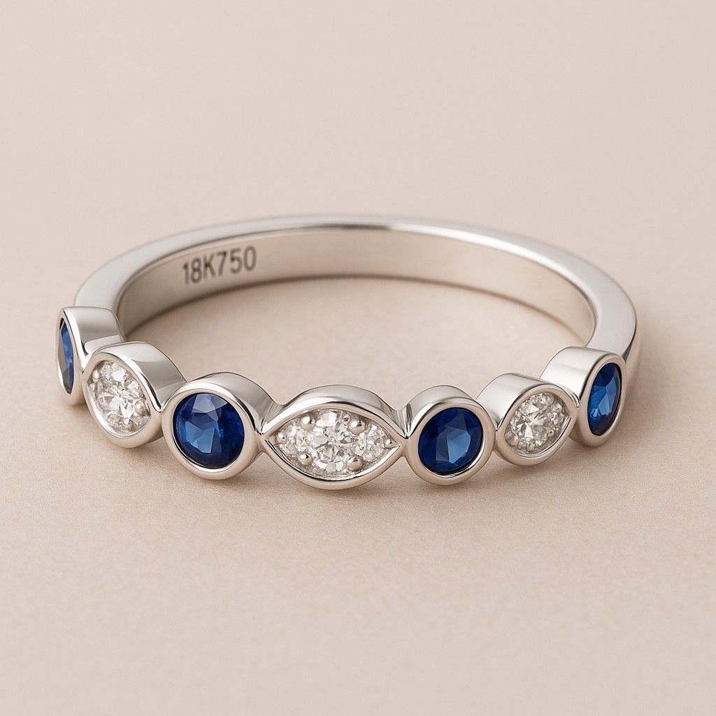 18ct White Gold Sapphire & Diamond Ring