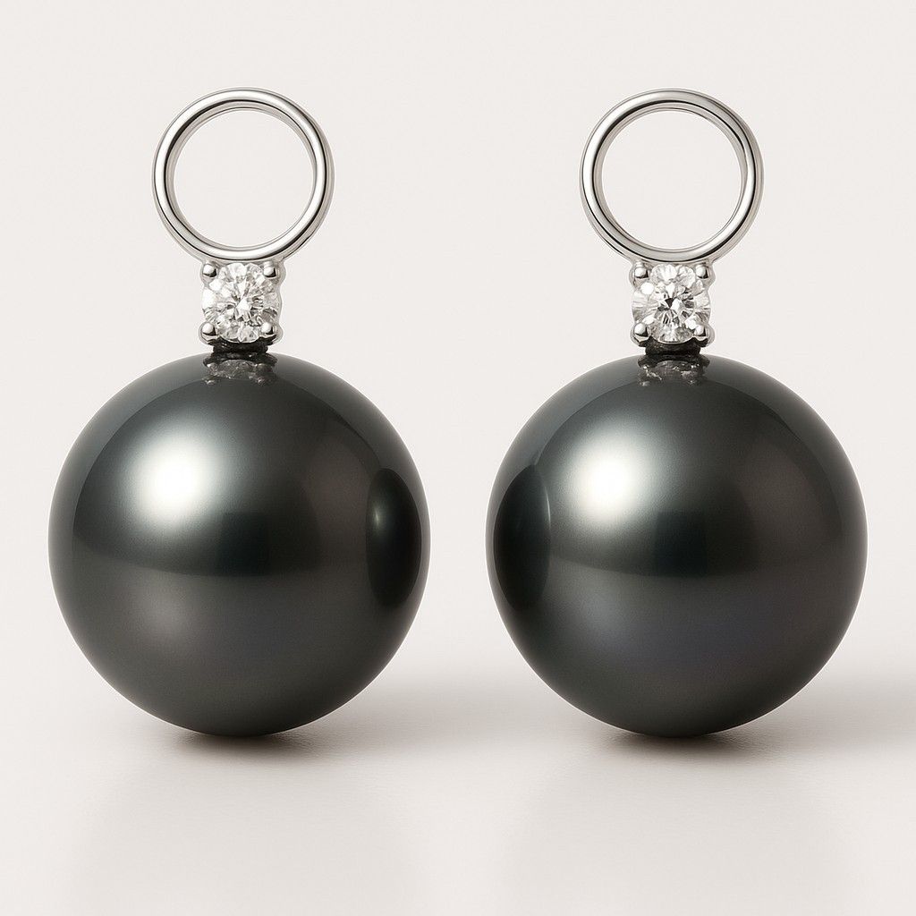 18ct Tahitian Pearl & Diamond Add on Drop Earrings