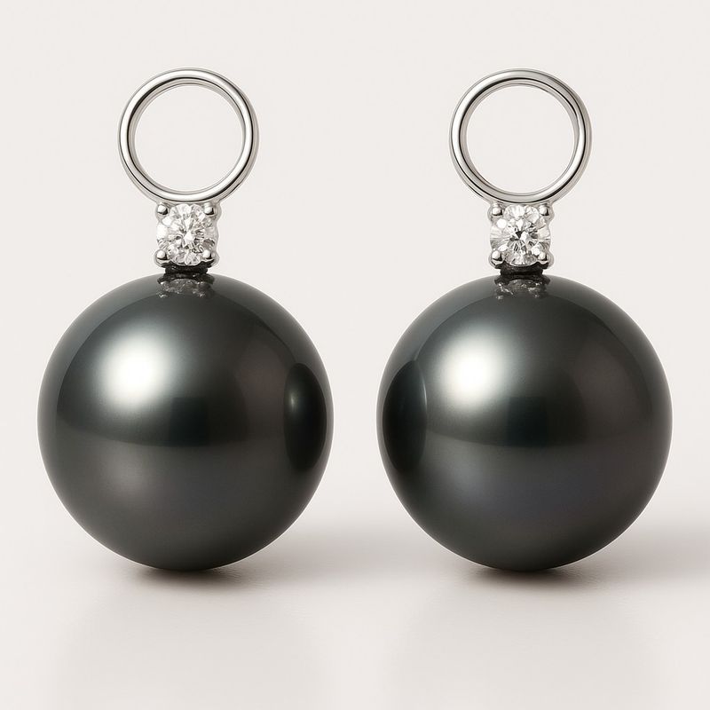 18ct Tahitian Pearl & Diamond Add on Drop Earrings 18ct Tahitian Pearl & Diamond Add on Drop Earrings