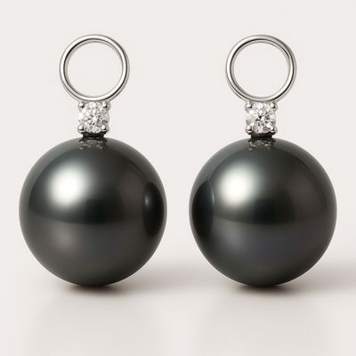 18ct Tahitian Pearl & Diamond Add on Drop Earrings 18ct Tahitian Pearl & Diamond Add on Drop Earrings
