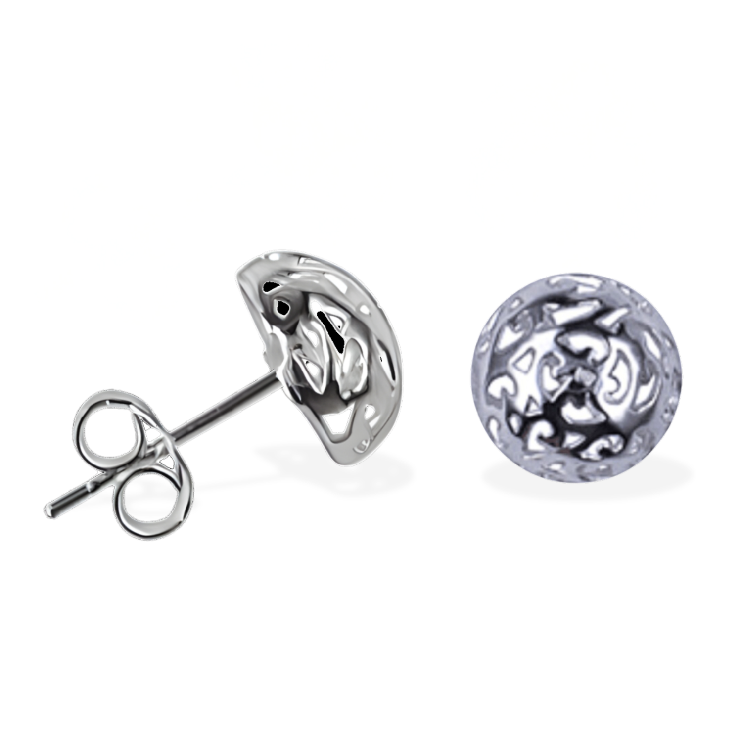 Sterling Silver Fillagree Dome Stud Earrings