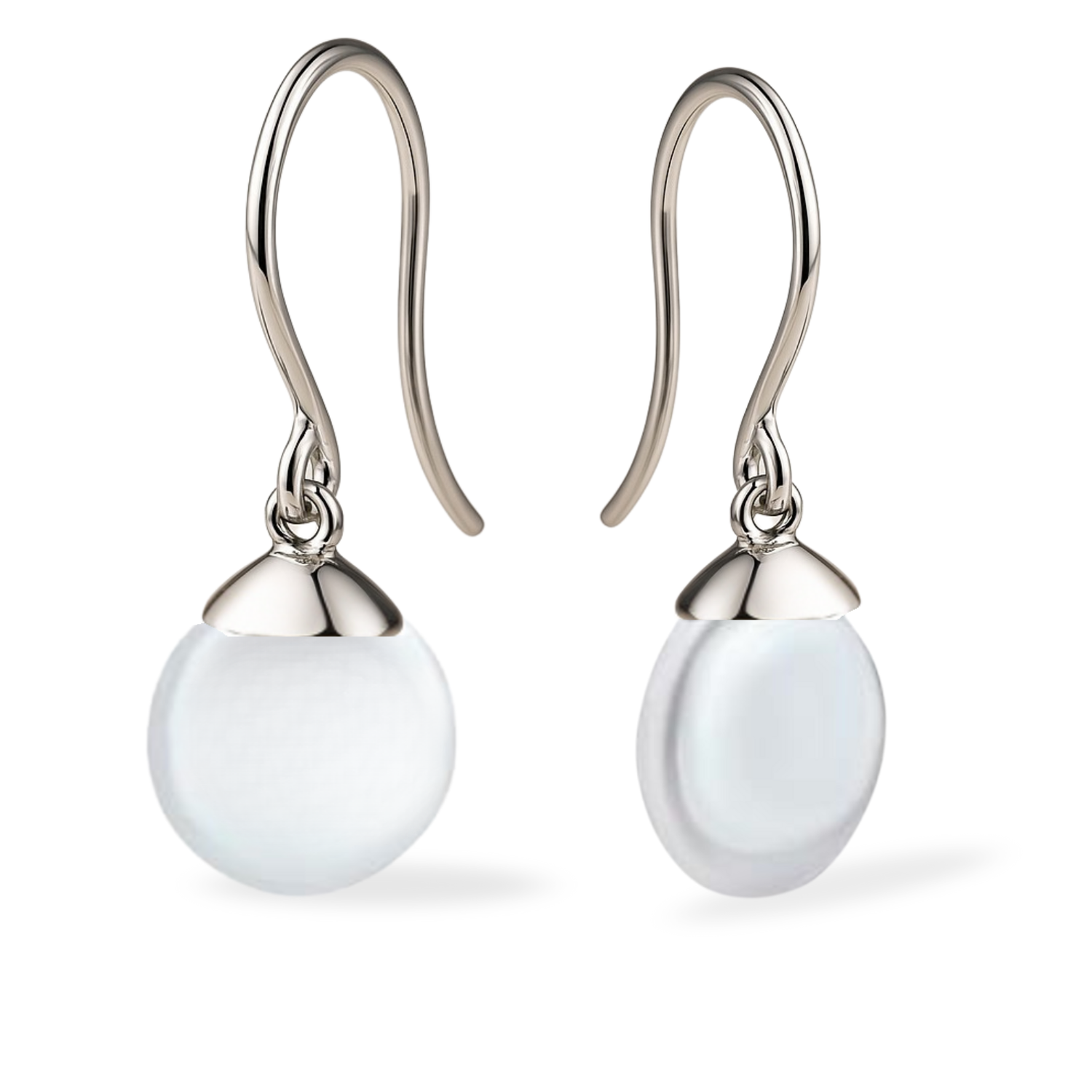 Sterling Silver Coin Pearl Drop Earrings