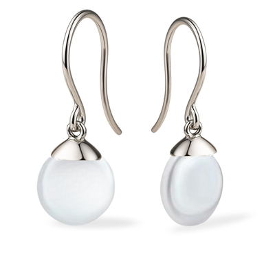 Sterling Silver Coin Pearl Drop Earrings Sterling Silver Coin Pearl Drop Earrings