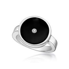Sterling Silver Round Onyx & CZ Ring Sterling Silver Round Onyx & CZ Ring