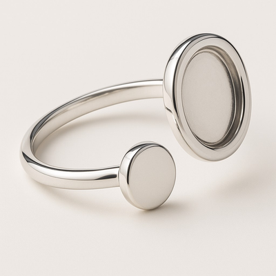 Sterling Silver Sterling Silver "Zoe" Double Disc Signet Ring
