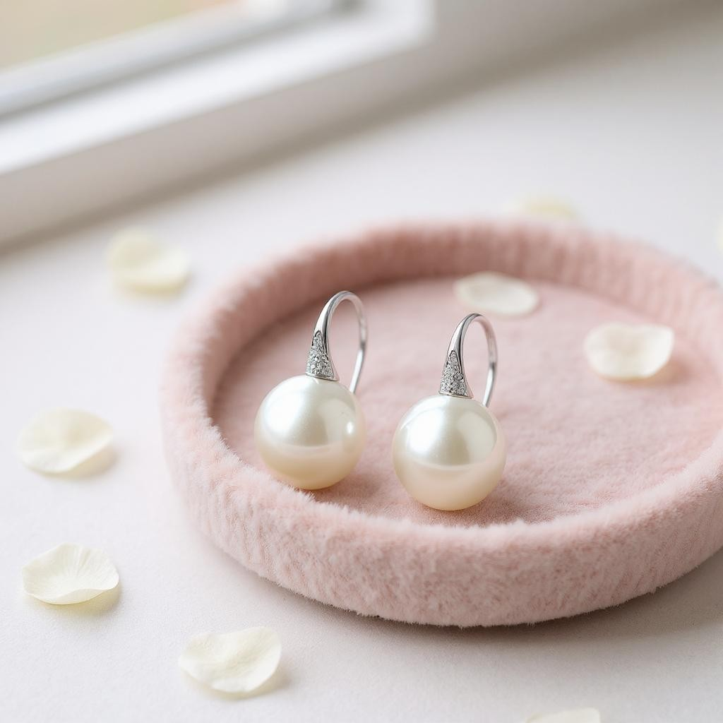 18ct White Gold Diamond South Sea Pearl Earrings