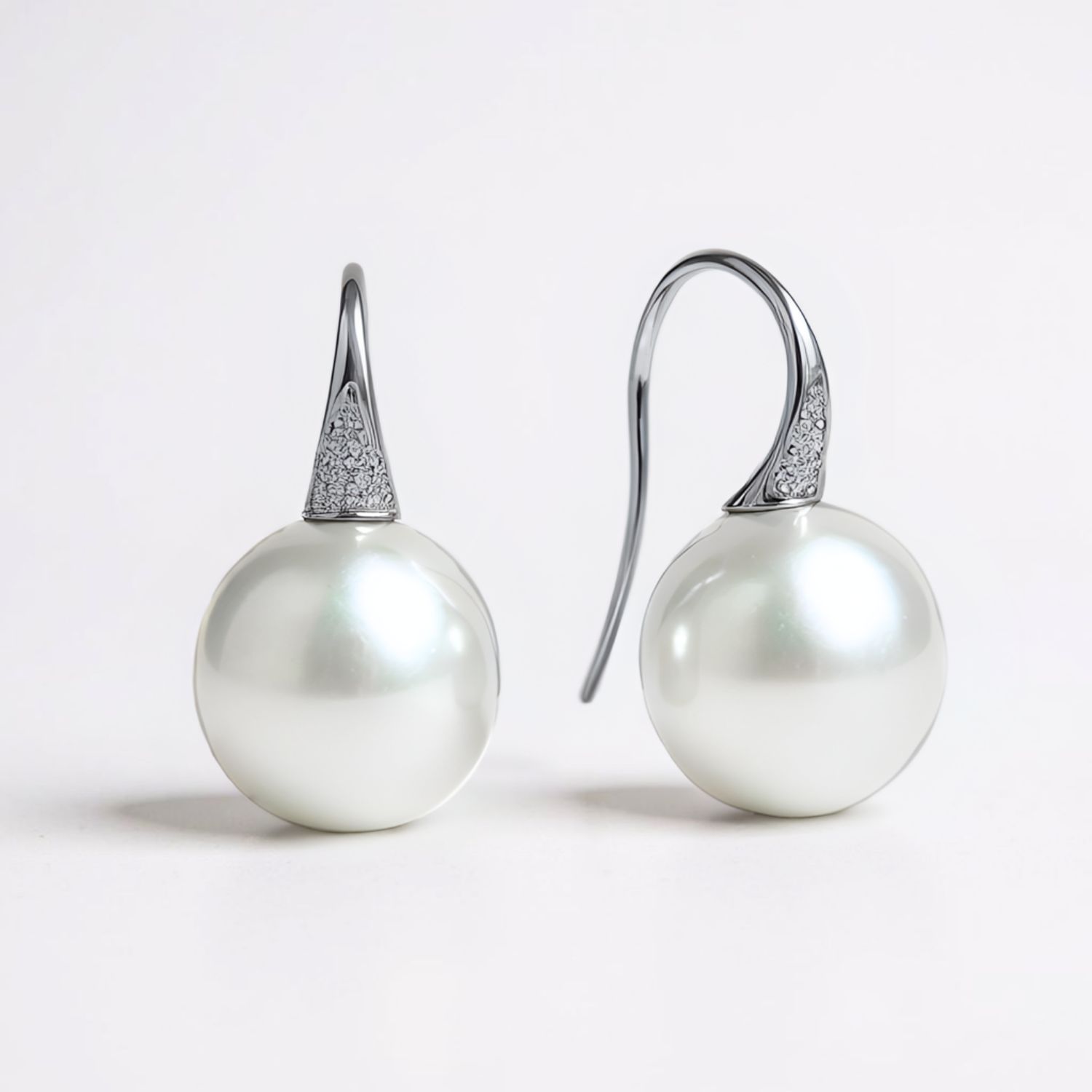 18ct White Gold Diamond South Sea Pearl Earrings