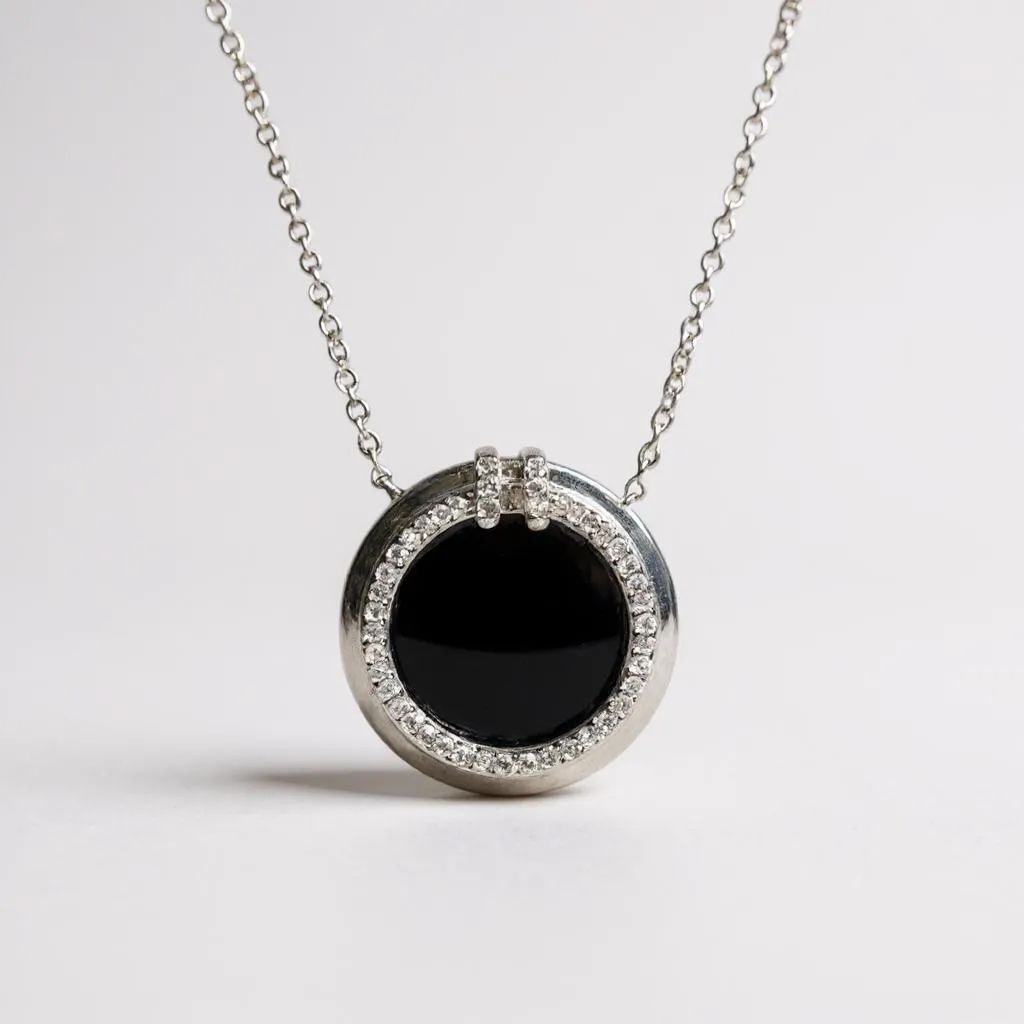 9W Onyx & Diamond Pendant & Chain