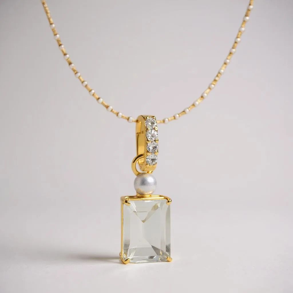 9YG FWP, Green Amethyst & White Topaz Pendant