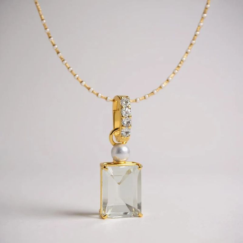9YG FWP, Green Amethyst & White Topaz Pendant