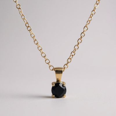 9ct Yellow Gold Black Sapphire Pendant
