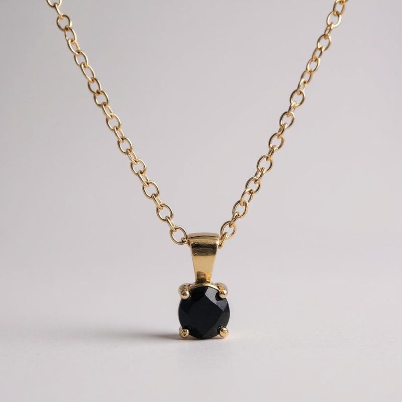 9ct Yellow Gold Black Sapphire Pendant