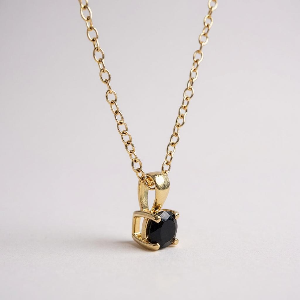 9ct Yellow Gold Black Sapphire Pendant